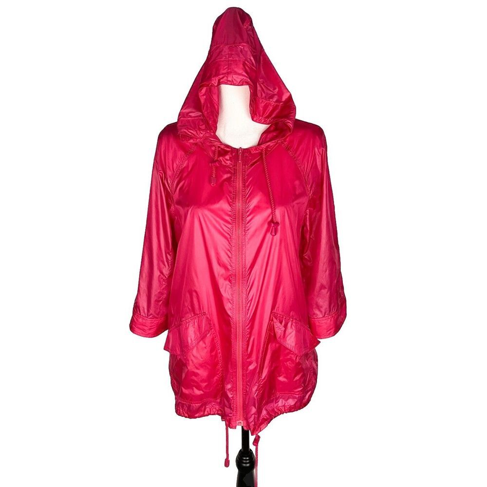 ZENERGY BY CHICO'S Hot Pink Jacket hooded Windbreaker lightweight Chico's Size 0